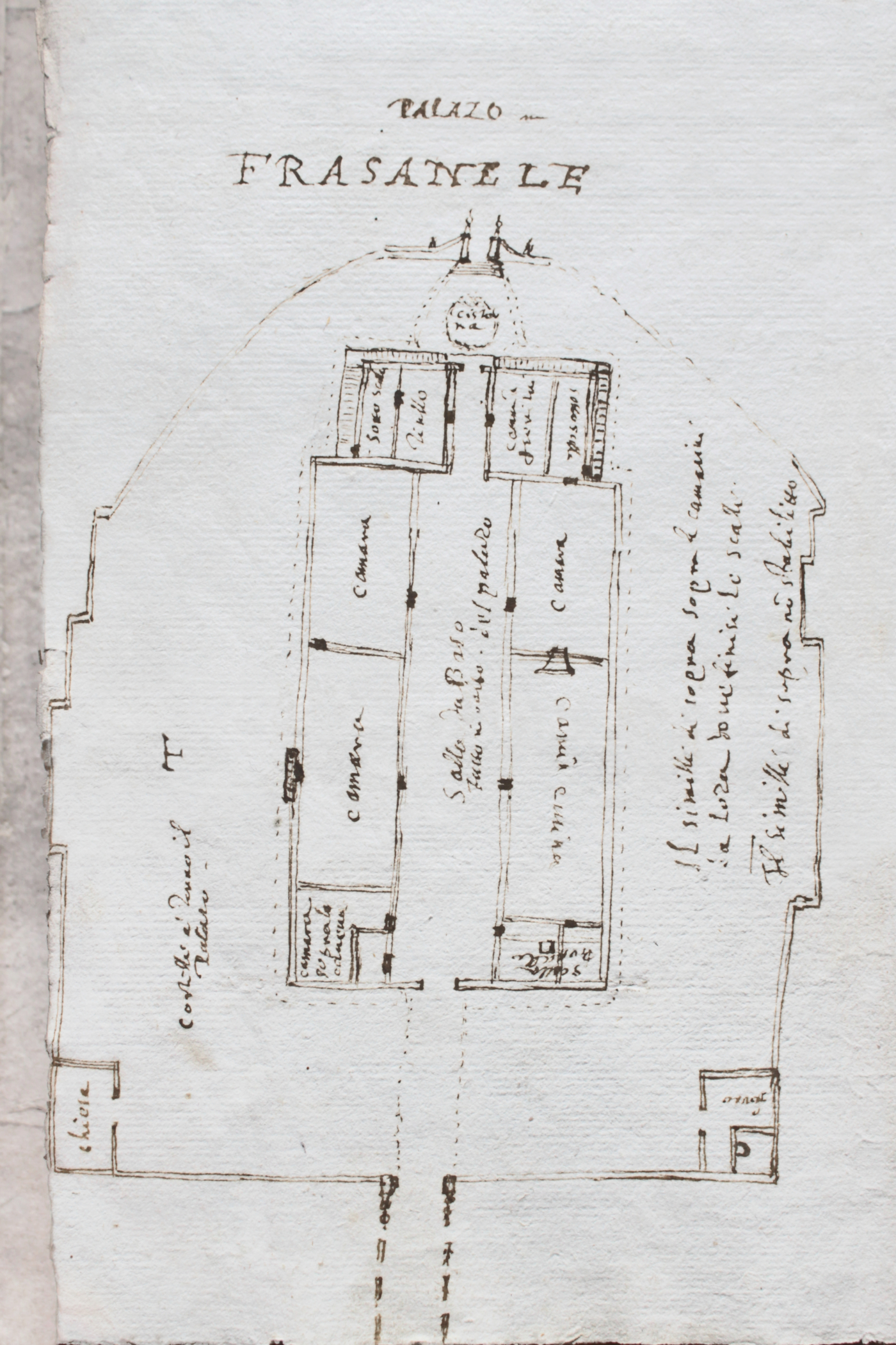 planimetria della villa in un documento del 1636