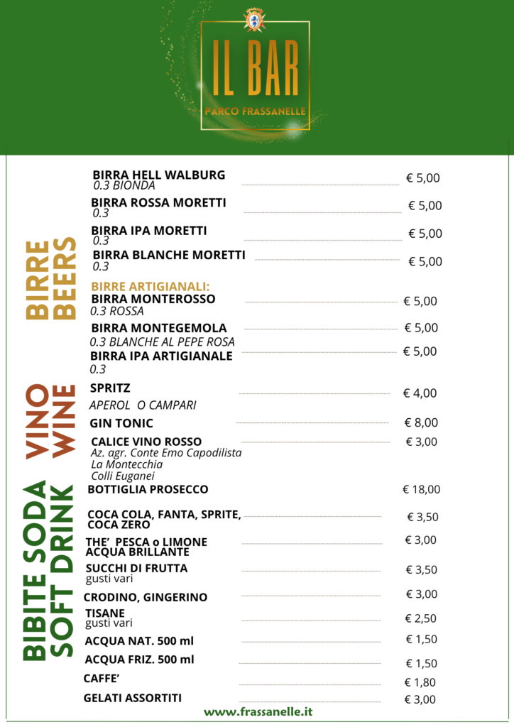 LISTINO PREZZI IL BAR AGGIORNATO 21.10.25