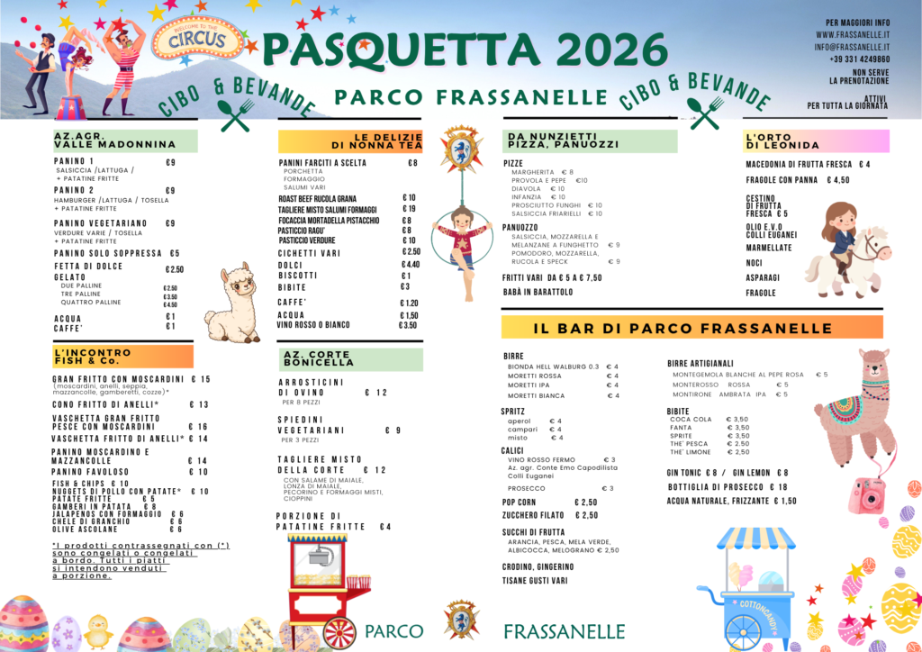 menu pasquetta 2026