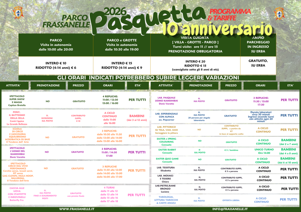 programma 2026 pasquetta