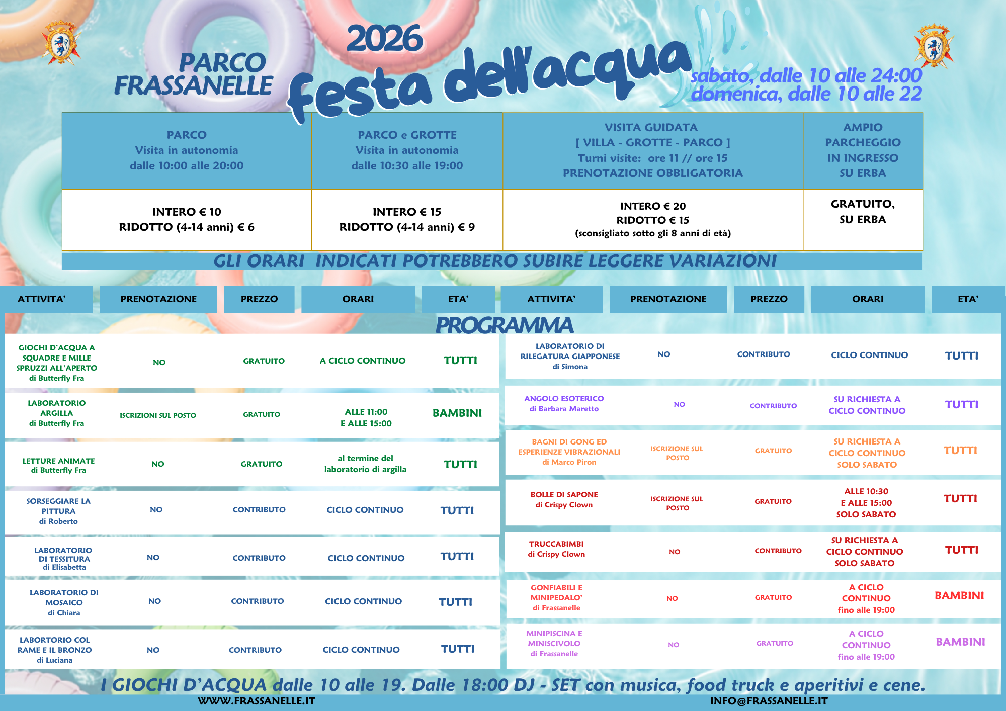 ANIMAZIONI FESTA ACQUA 2026